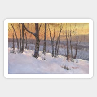 Winter Evening Oil on Canvas Sticker